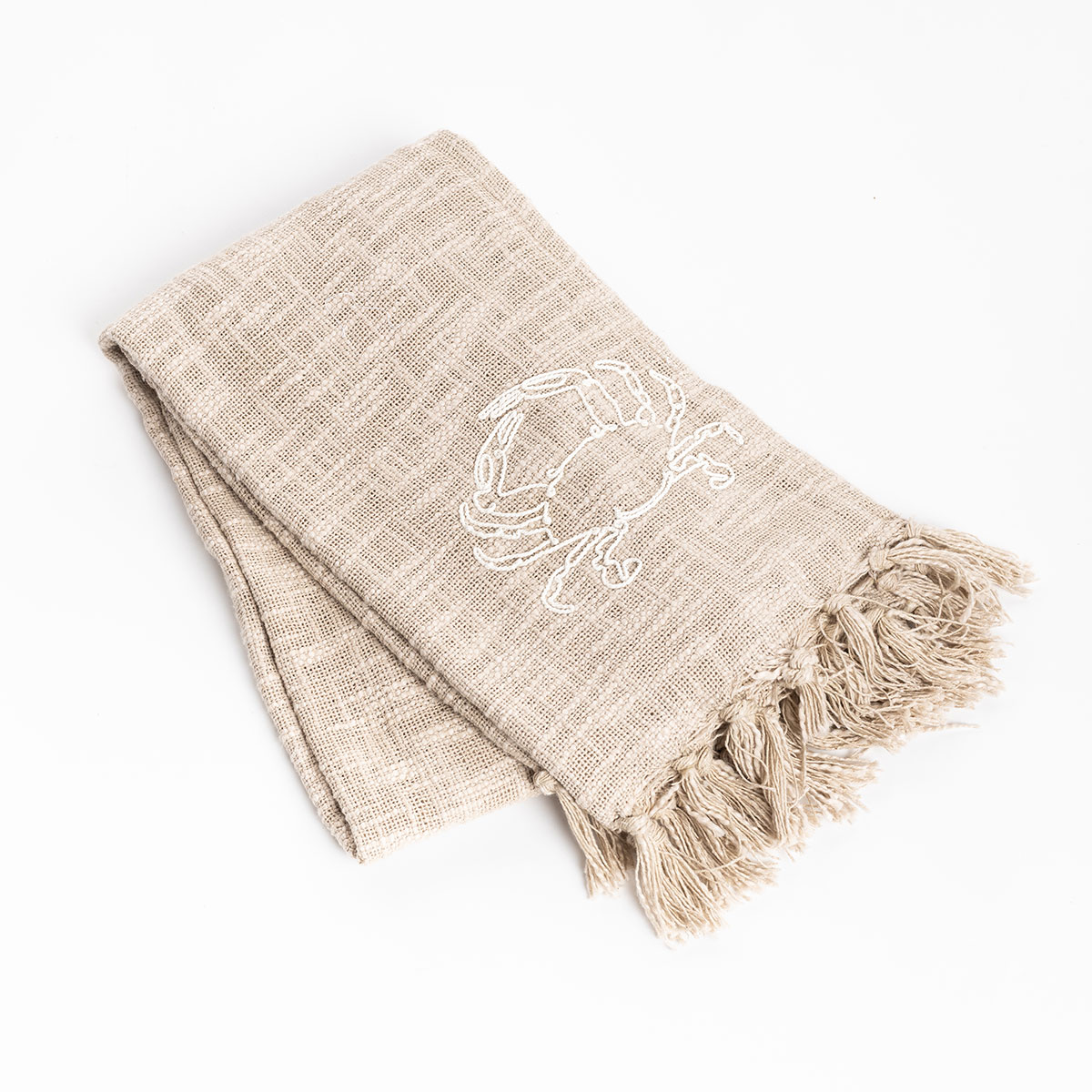 Manta caranguejo HARBOR natural com franjas 125x150cm