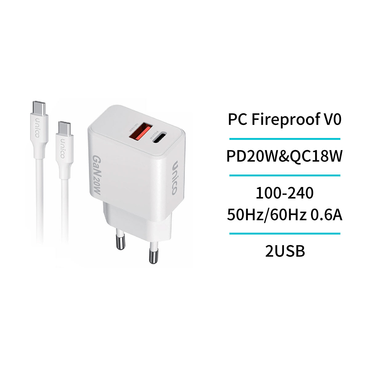 Carregador USB 18W Branco