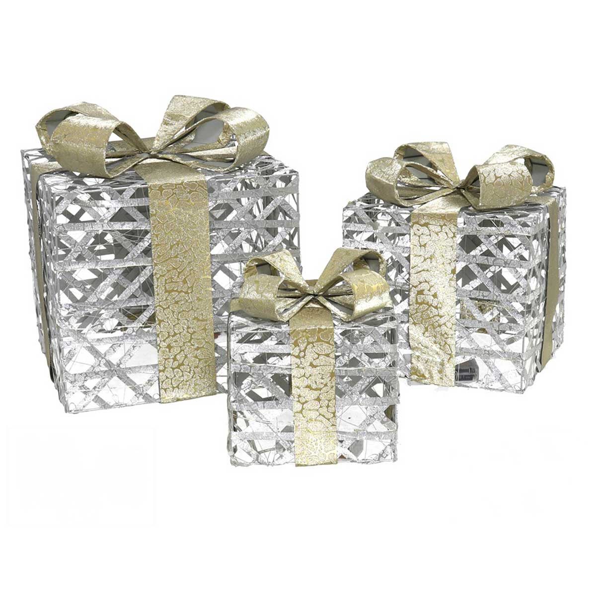 Caixa luminosa efeito presente prateado