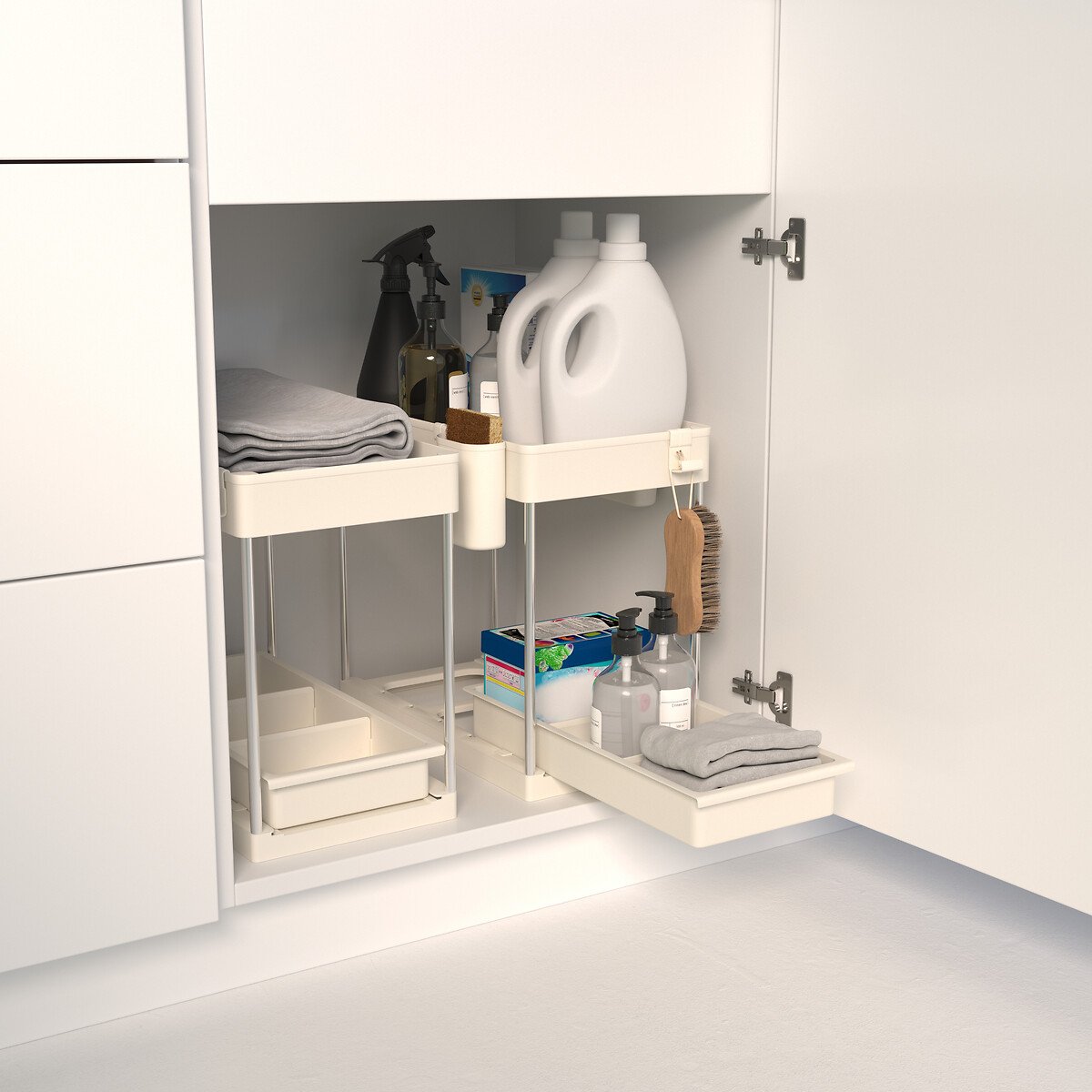 Organizador para armário bege com 2 níveis 34cm