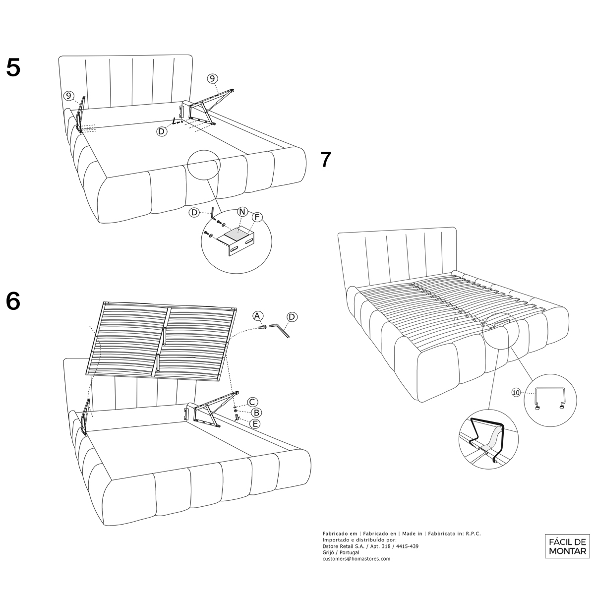 Cama ELI cinza 160x200cm