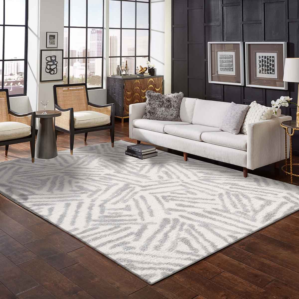 Tapete TOUL geom&eacute;trico cinza 160x235cm