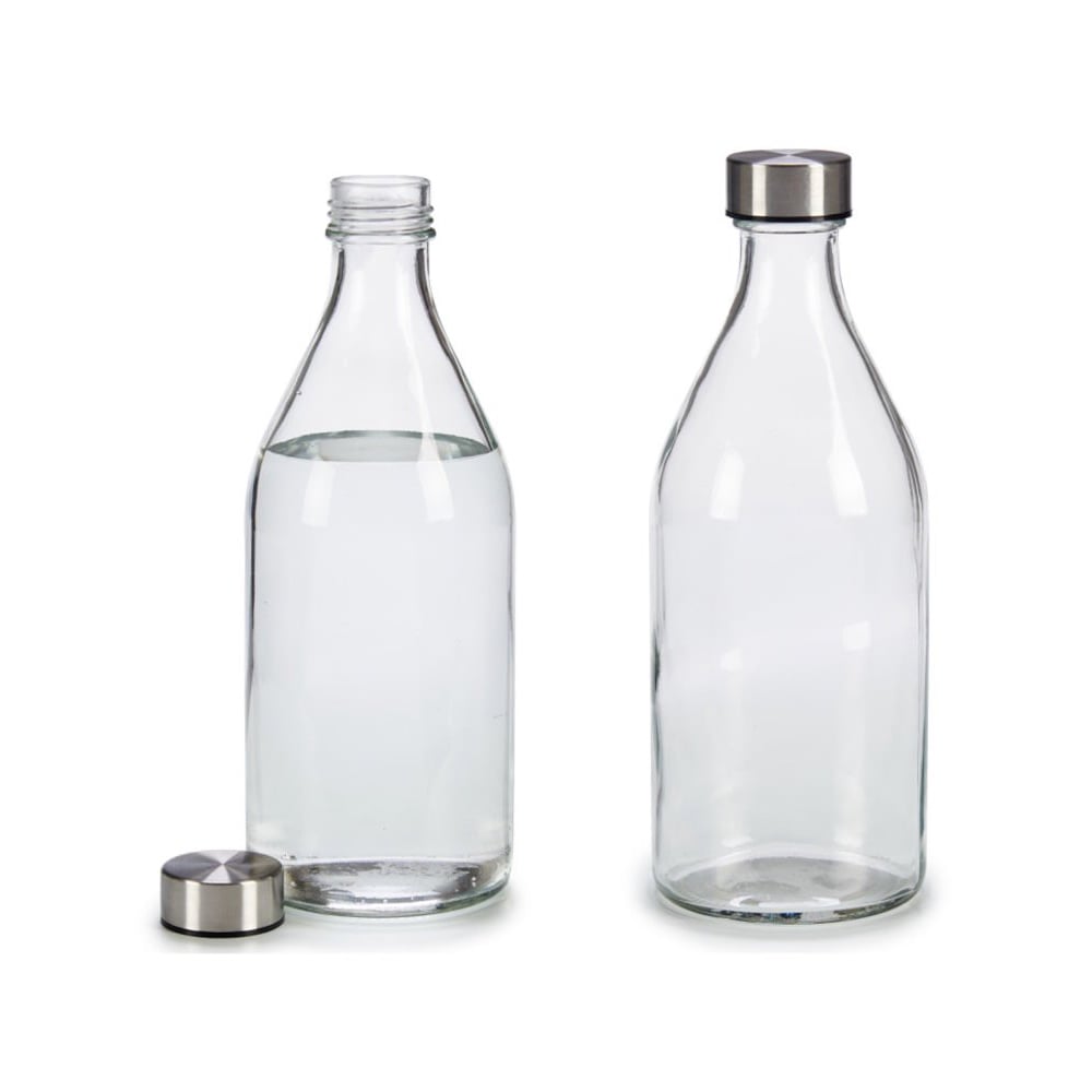 Garrafa de vidro com tampa em metal 1l