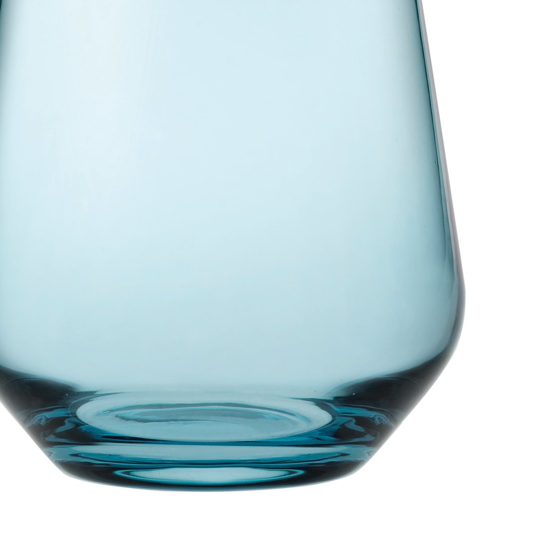 Copo de vidro sem p&eacute; azul