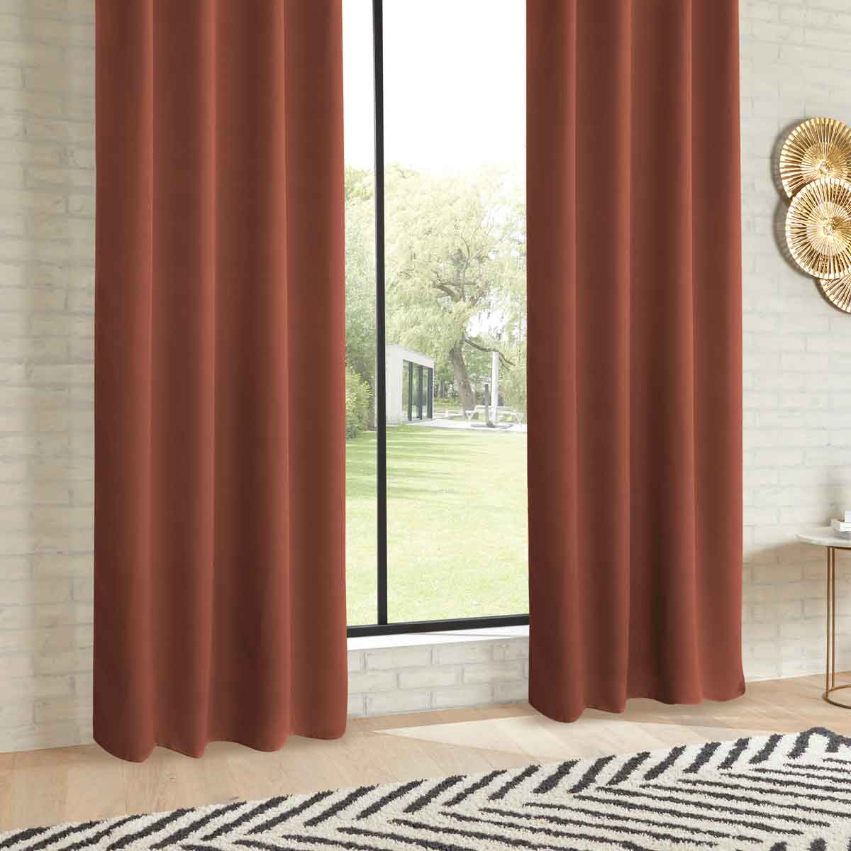 Conjunto de 2 cortinas opacas terracota 135x240cm