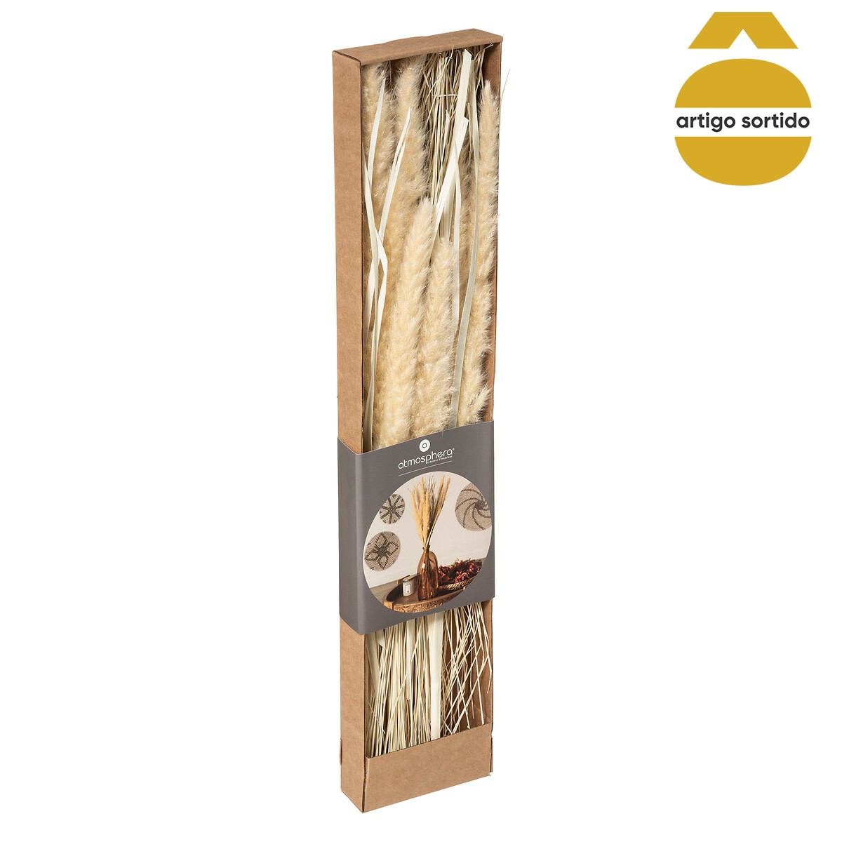 Bouquet de flores secas bege 60cm