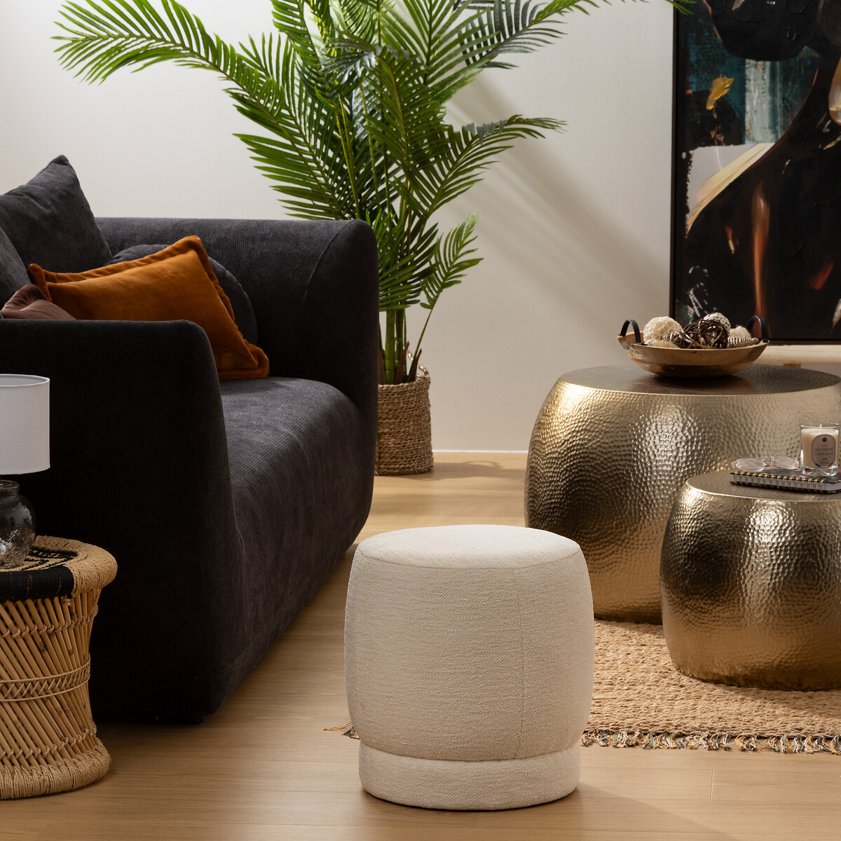 Pufe AMEA branco 40x39cm