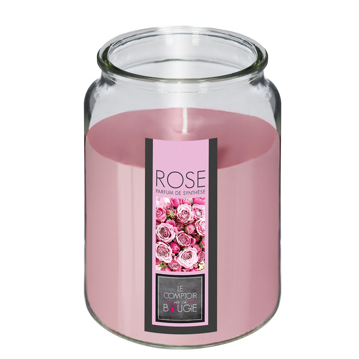 Vela jarro vidro com tampa 510g rosas