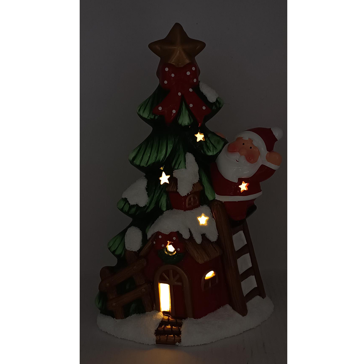 &Aacute;rvore e casinha de pai natal 32x11x20cm