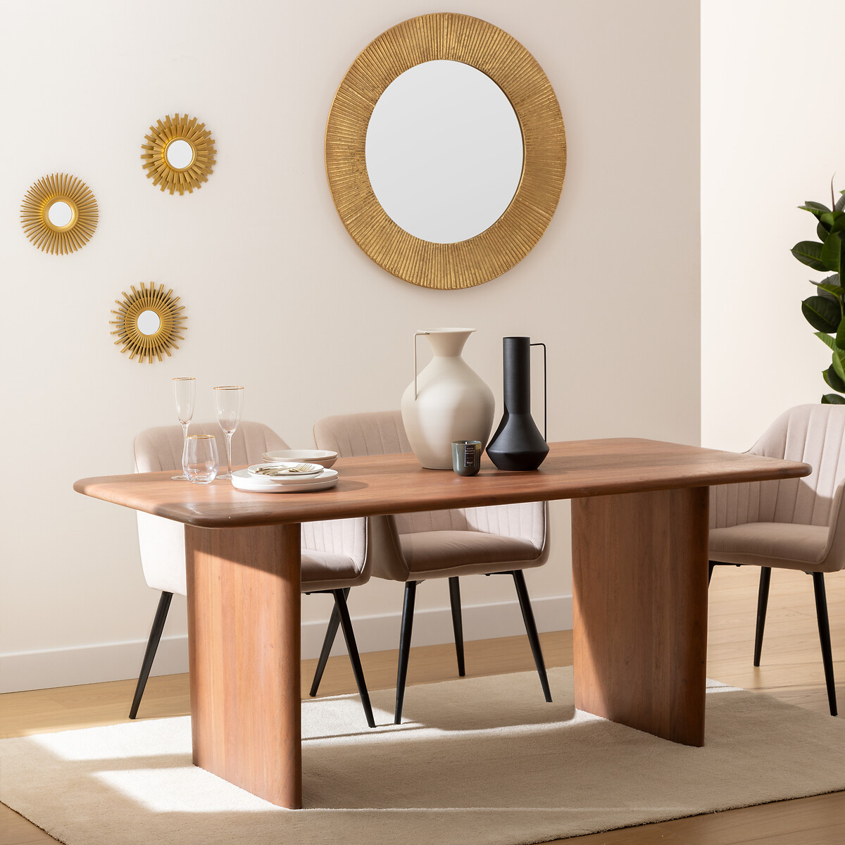 Mesa de jantar JIVAN castanha 180cm