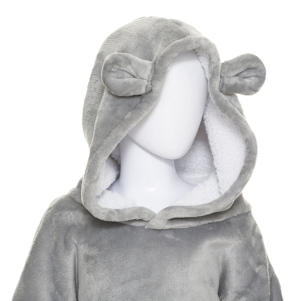 Manta camisola com capuz cinza 3-10 anos