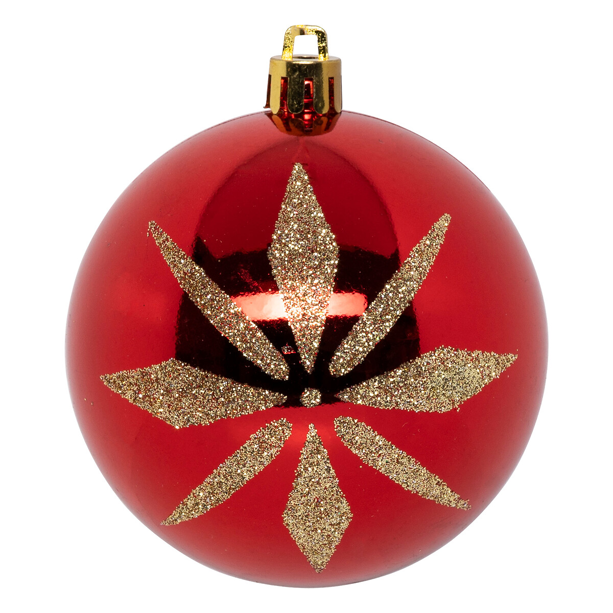 Conjunto de 8 bolas de natal vermelho e dourado 8cm