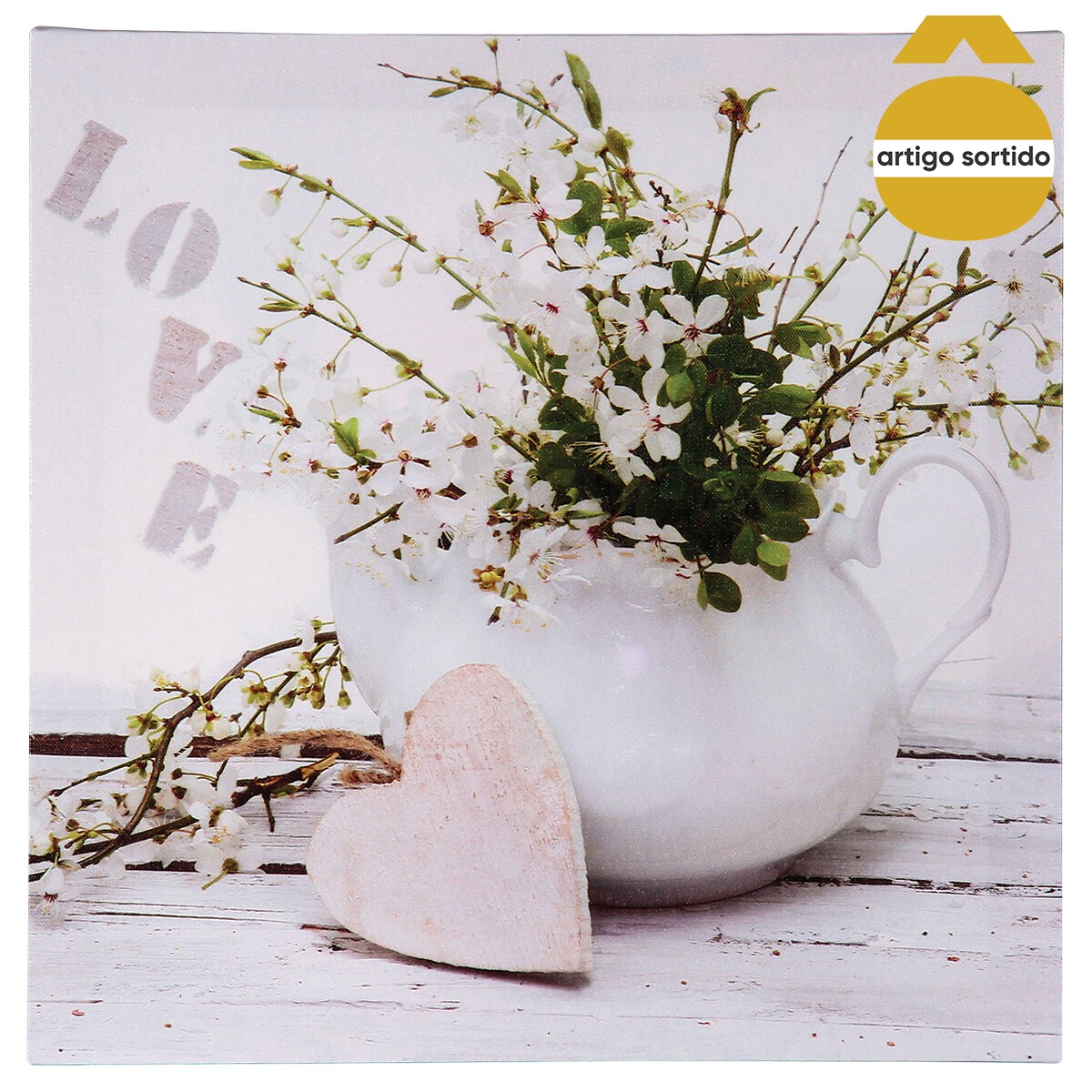 Quadro decorativo COEUR NAT 28x28cm