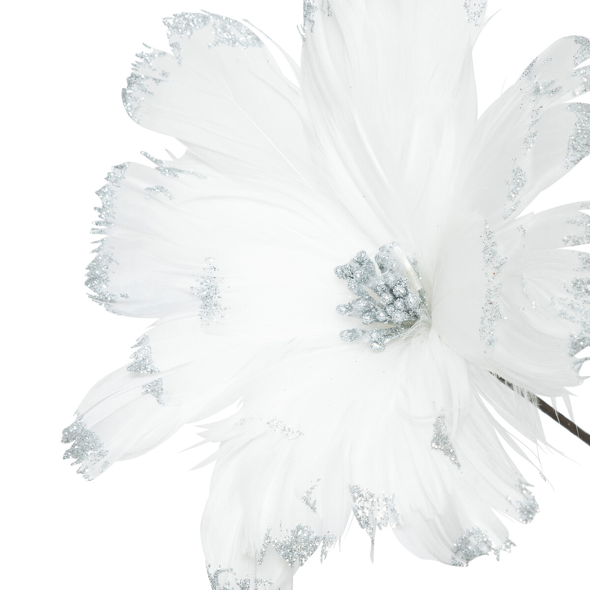 Haste flor pluma artifical branco 65cm
