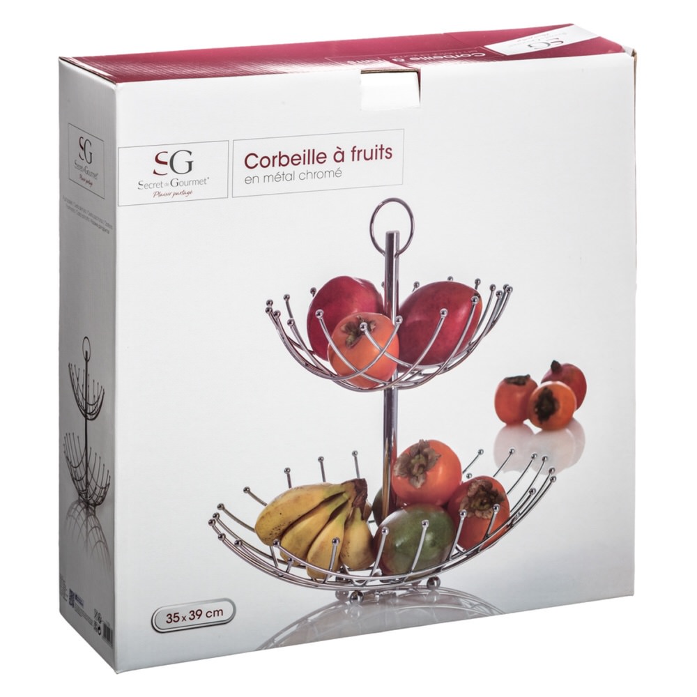 Fruteira em metal com 2 níveis,  Fruteira em metal com 2 níveis