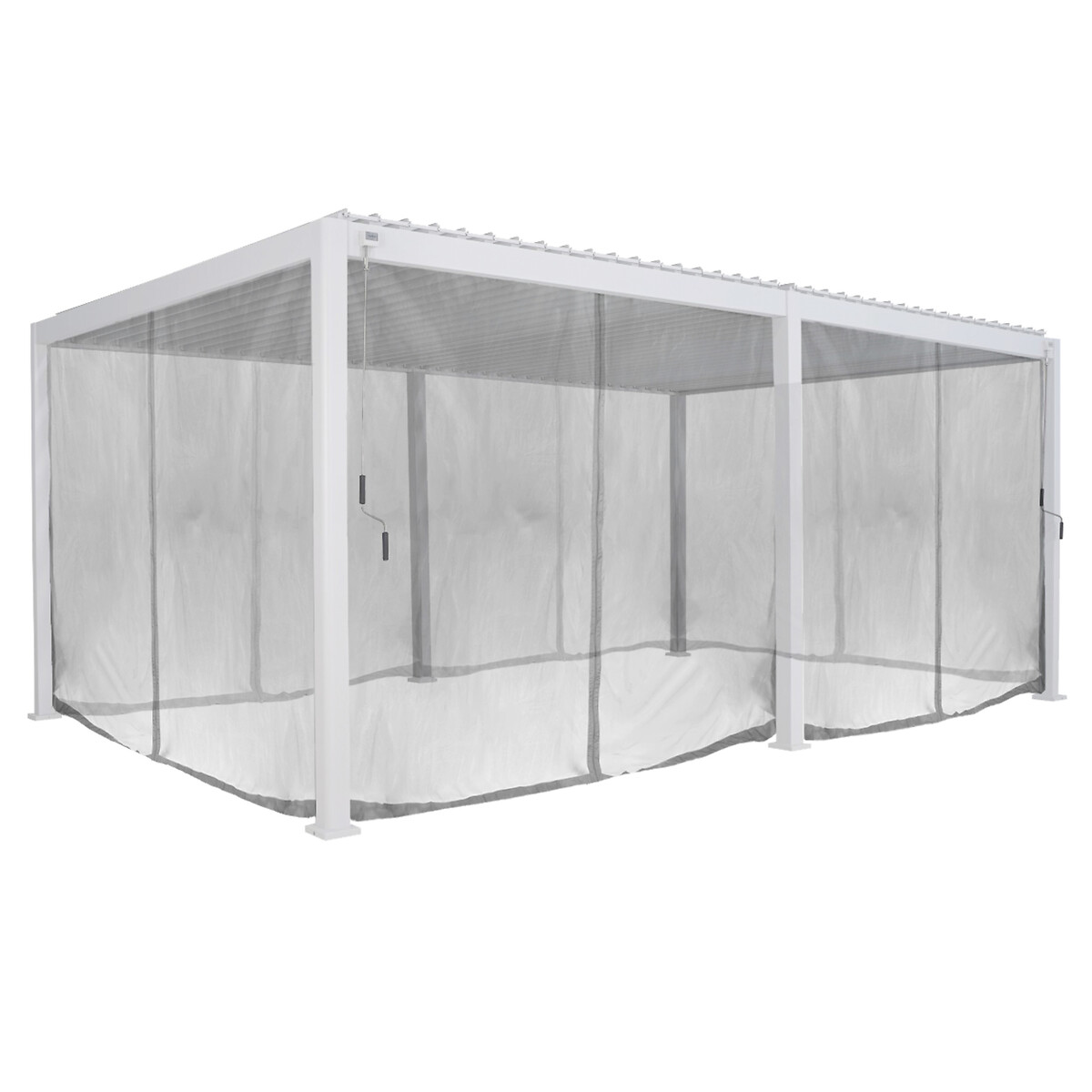 Cortinas e mosquiteiras para p&eacute;rgola &Eacute;VORA branco 3,6x6m