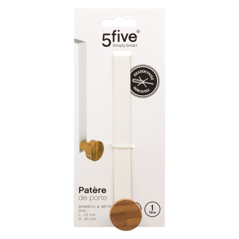 Cabide para porta individual branco em bambu