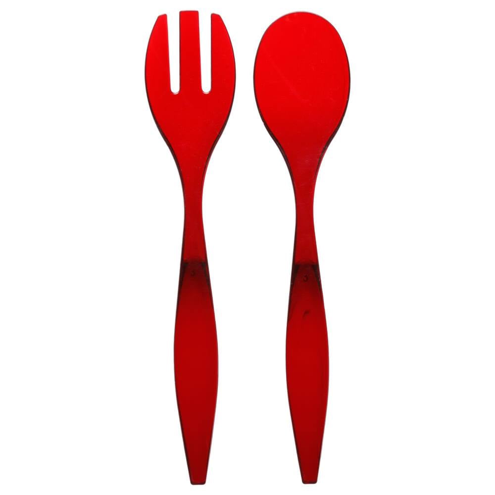 Conjunto de 2 talheres vermelho para salada