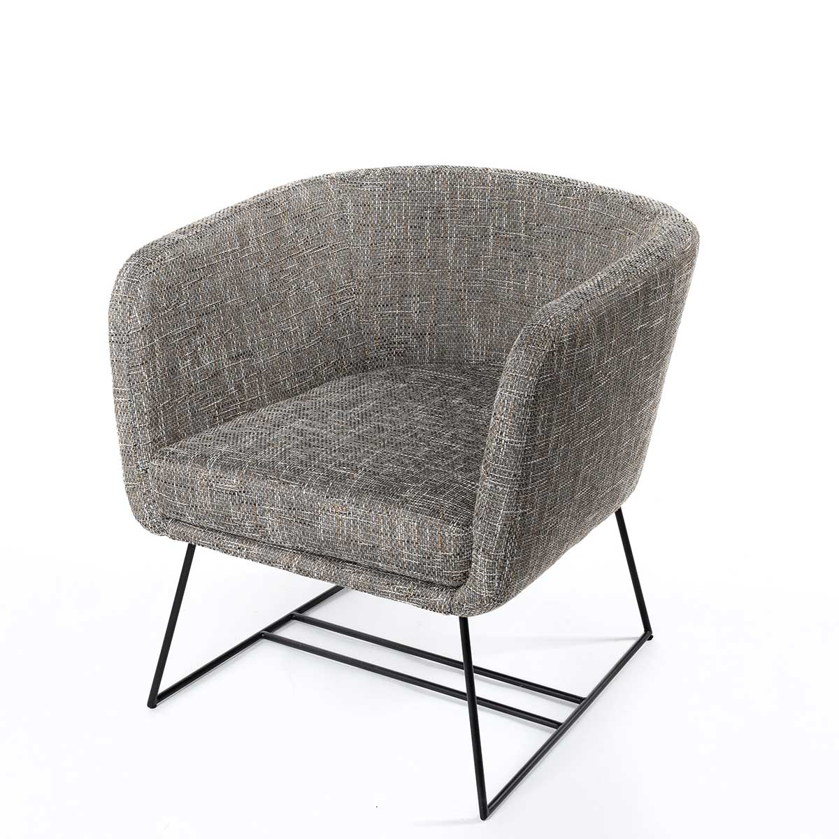 Poltrona TIM cinza com pernas em metal