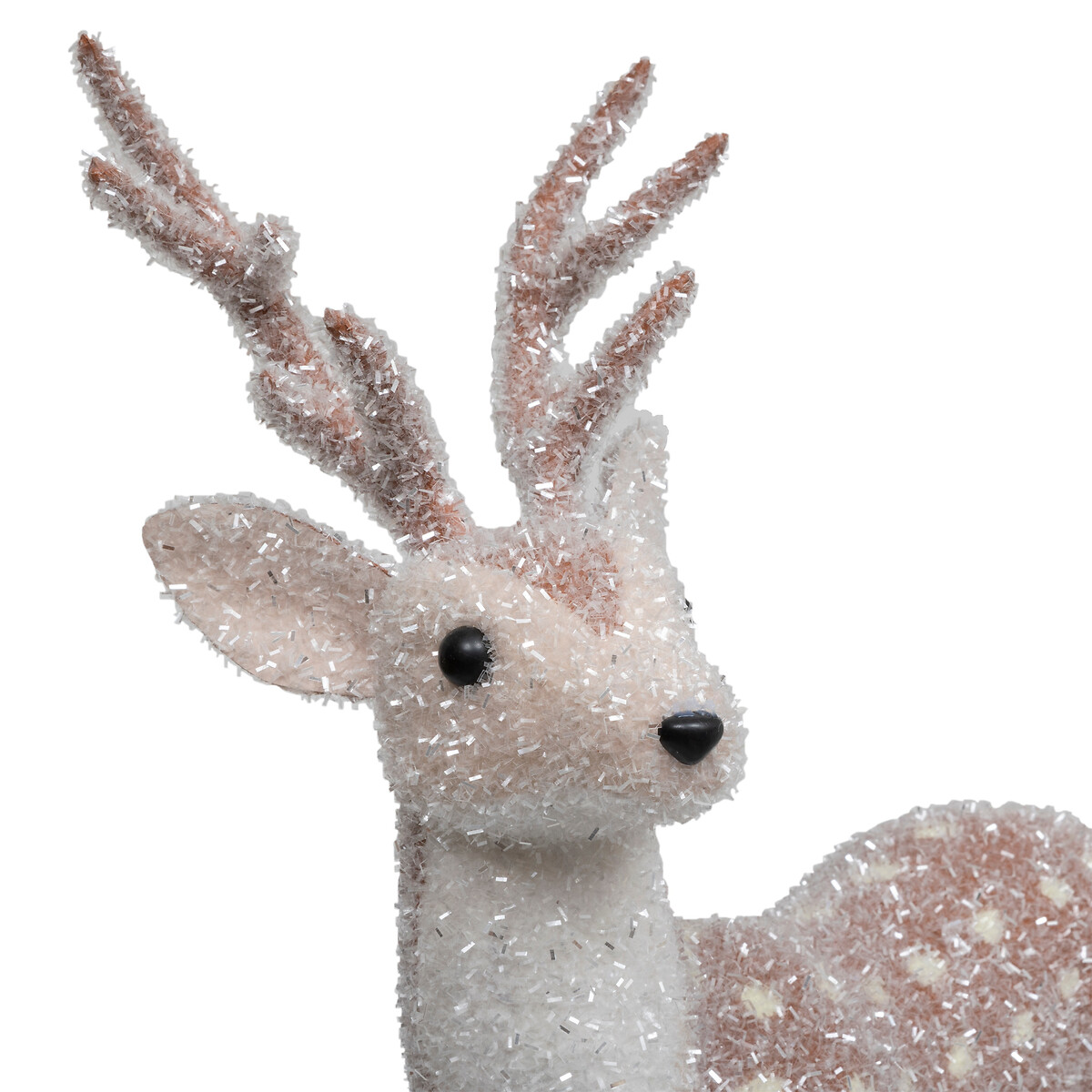 Figura de rena com neve castanha e branca 41x17x57cm