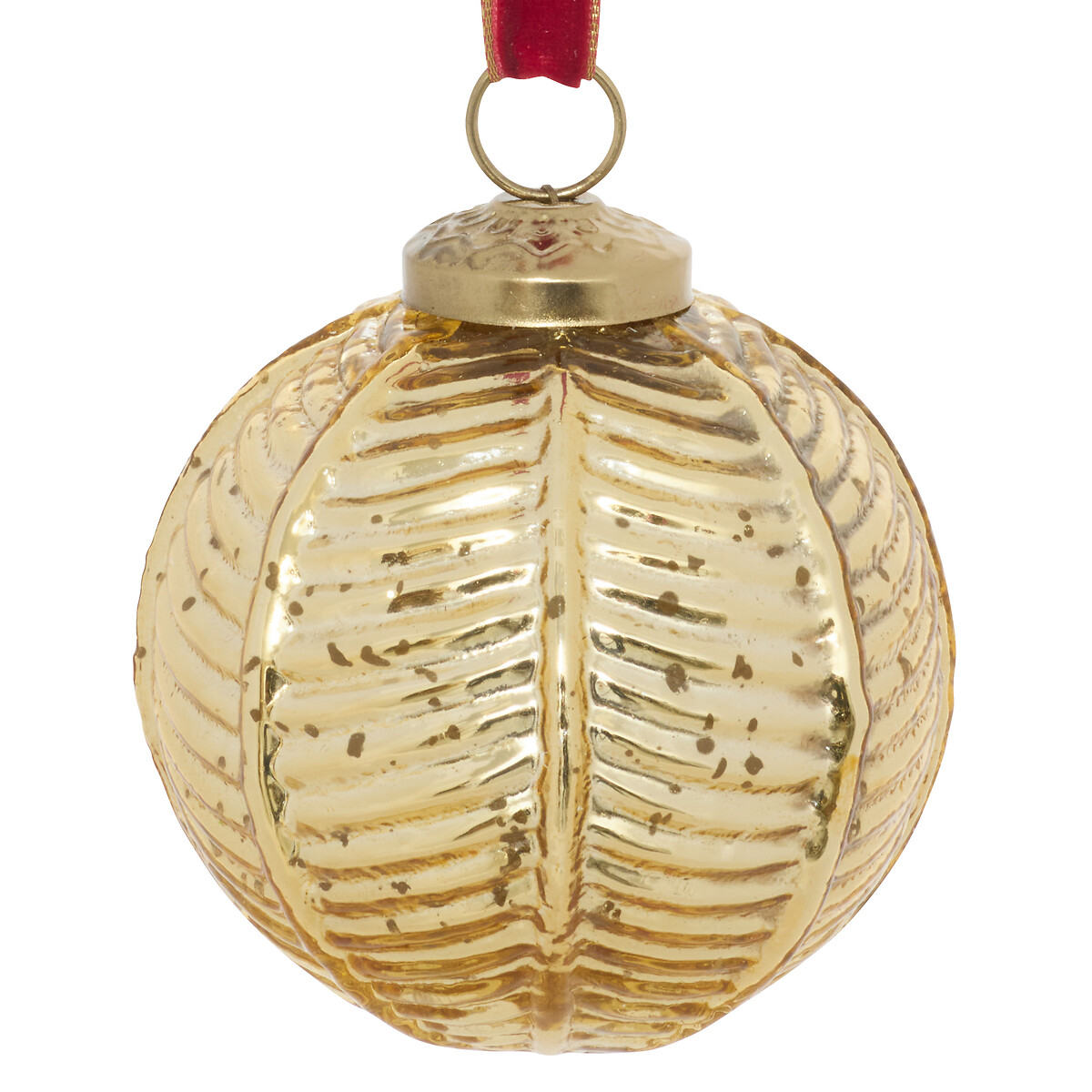 Bola de natal folhas dourado 8cm