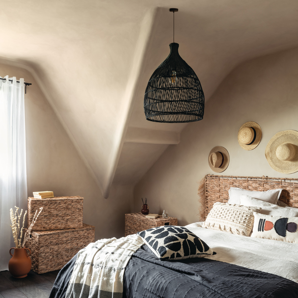 Mala ORIGINES bege em ráfia 42x70cm