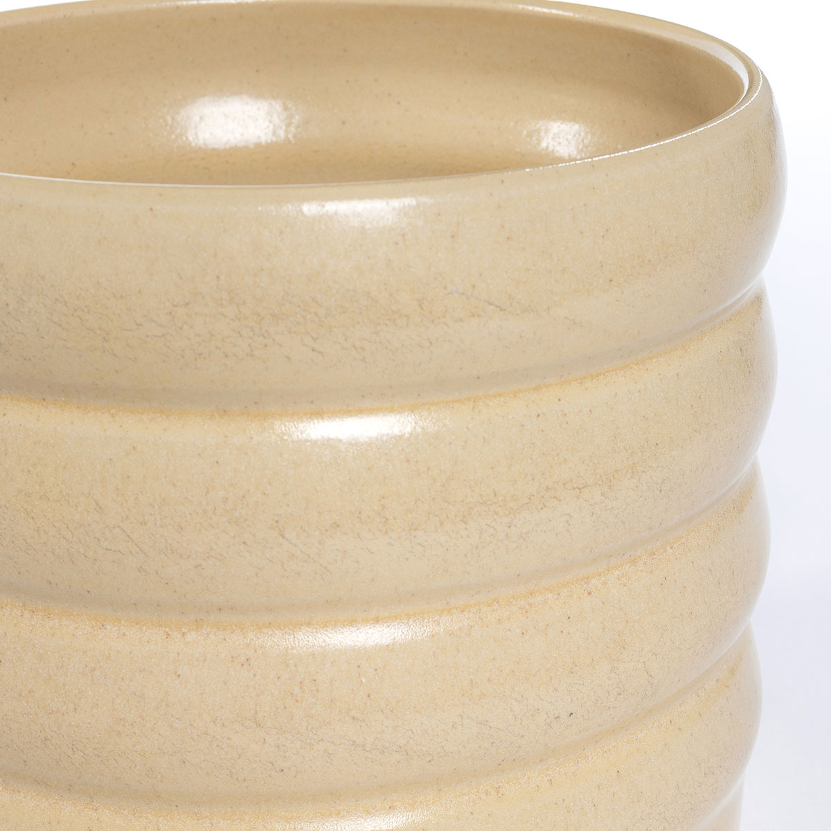 Vaso de cerâmica ondulado bege 16cm,  Vaso de cerâmica ondulado bege 16cm