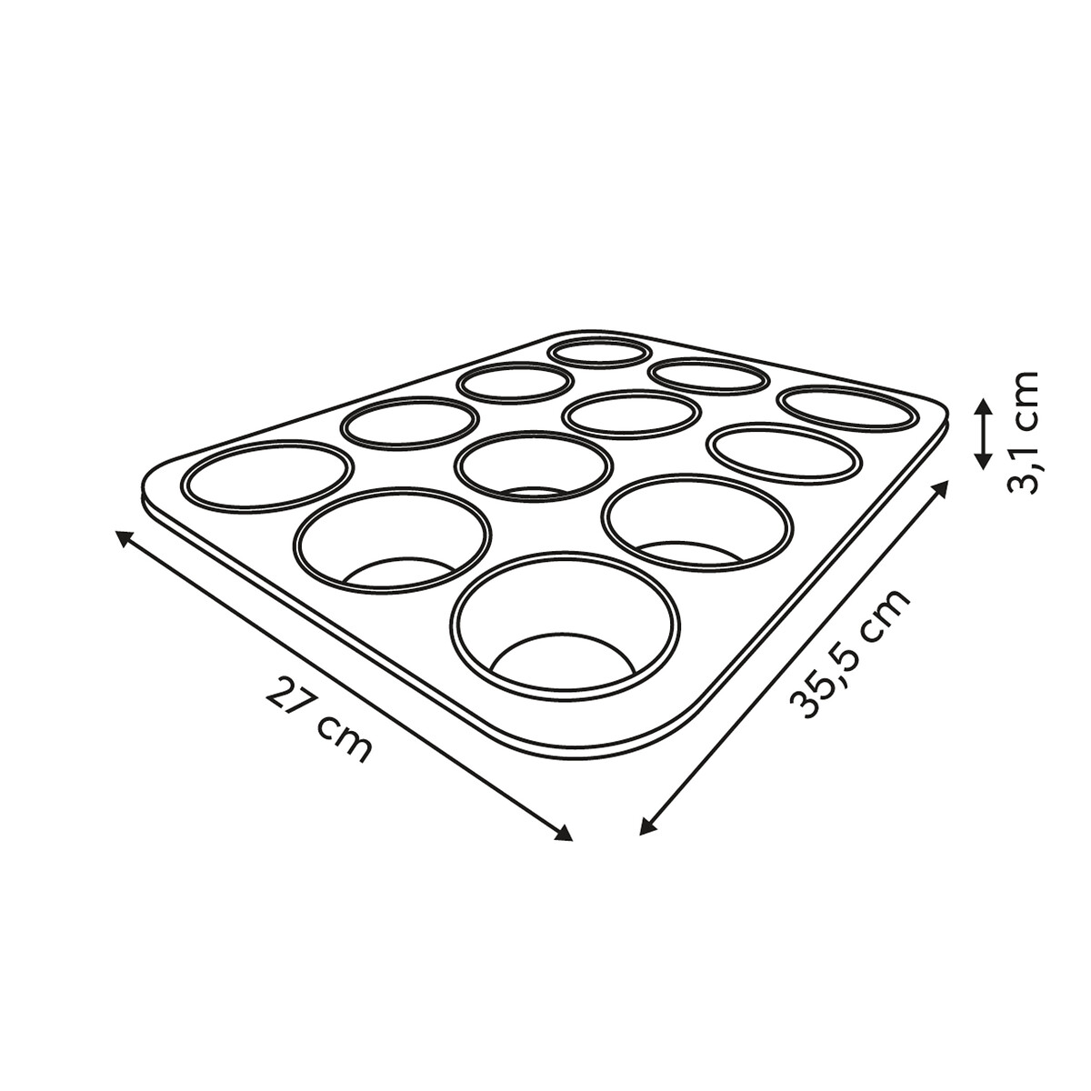Forma HARMONY bege para 12 queques