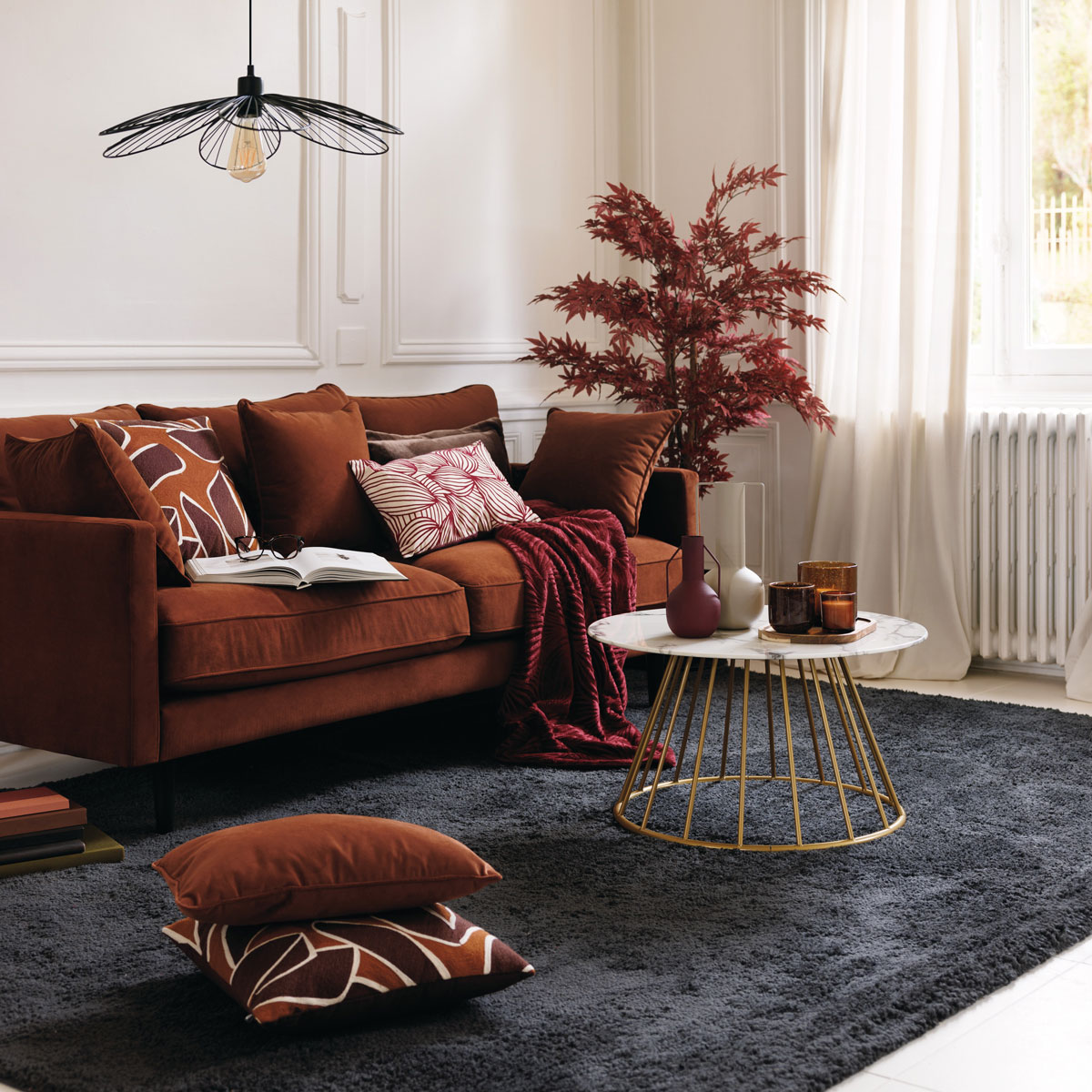 Mesa de apoio RAYO com efeito m&aacute;rmore D70x40cm