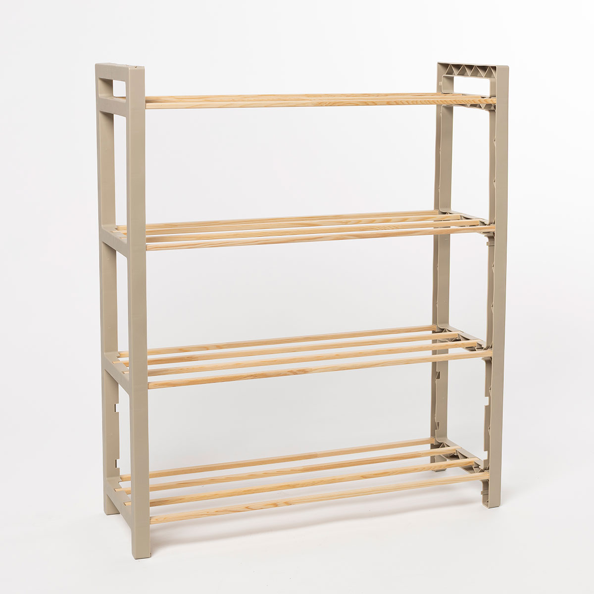 Sapateira com 4 níveis bege em madeira