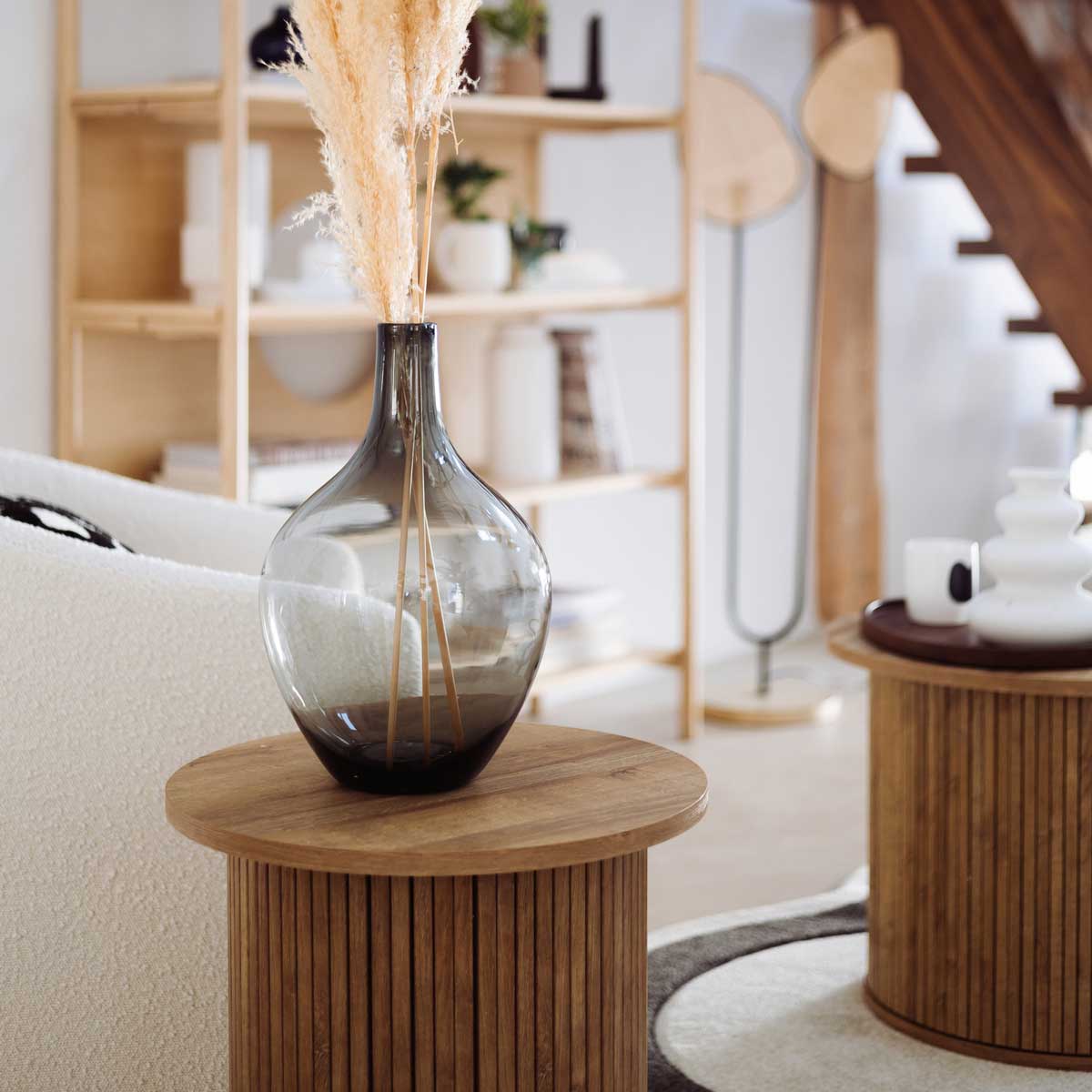 Mesa de apoio redonda bege COLVA 45cm,  Mesa de apoio redonda bege COLVA 45cm