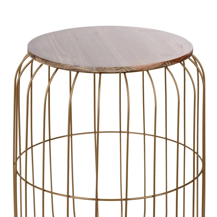 Mesa de apoio FLYO dourada em metal e madeira 40cm