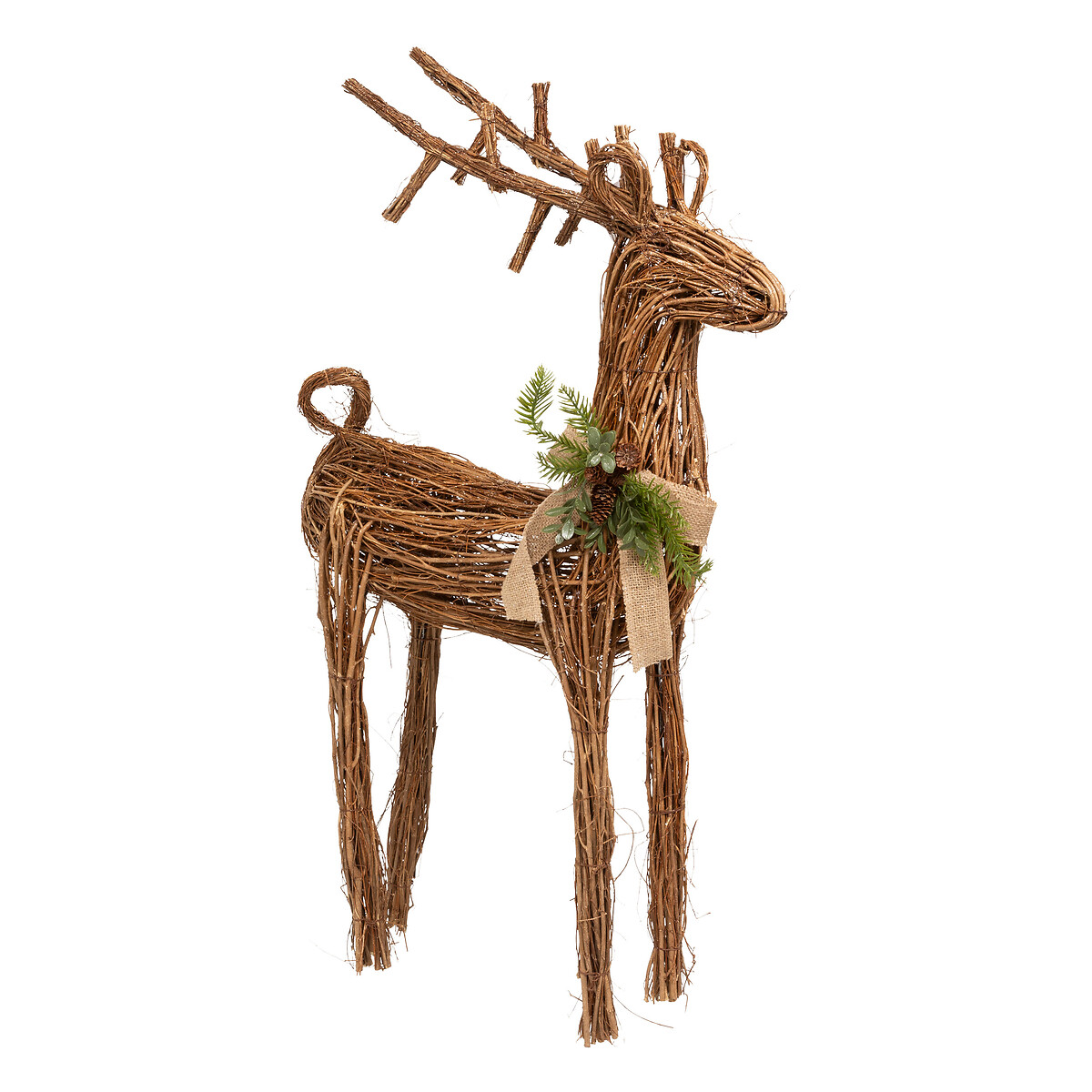 Figura de rena com ramo e la&ccedil;o 94cm