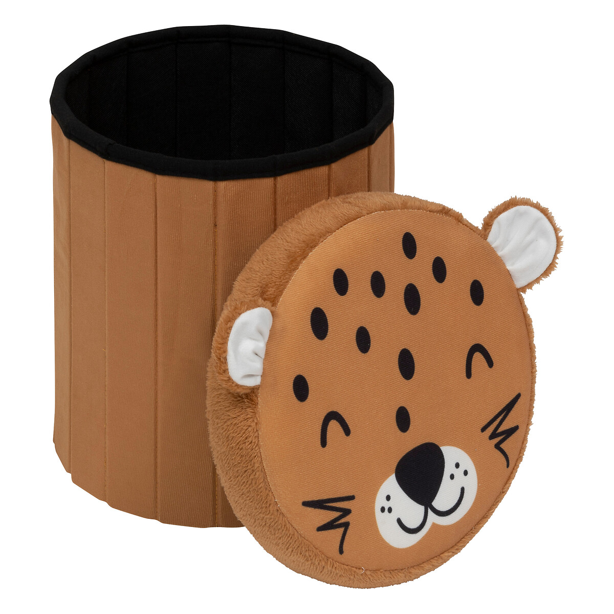 Pufe com arruma&ccedil;&atilde;o de leopardo 36x30cm