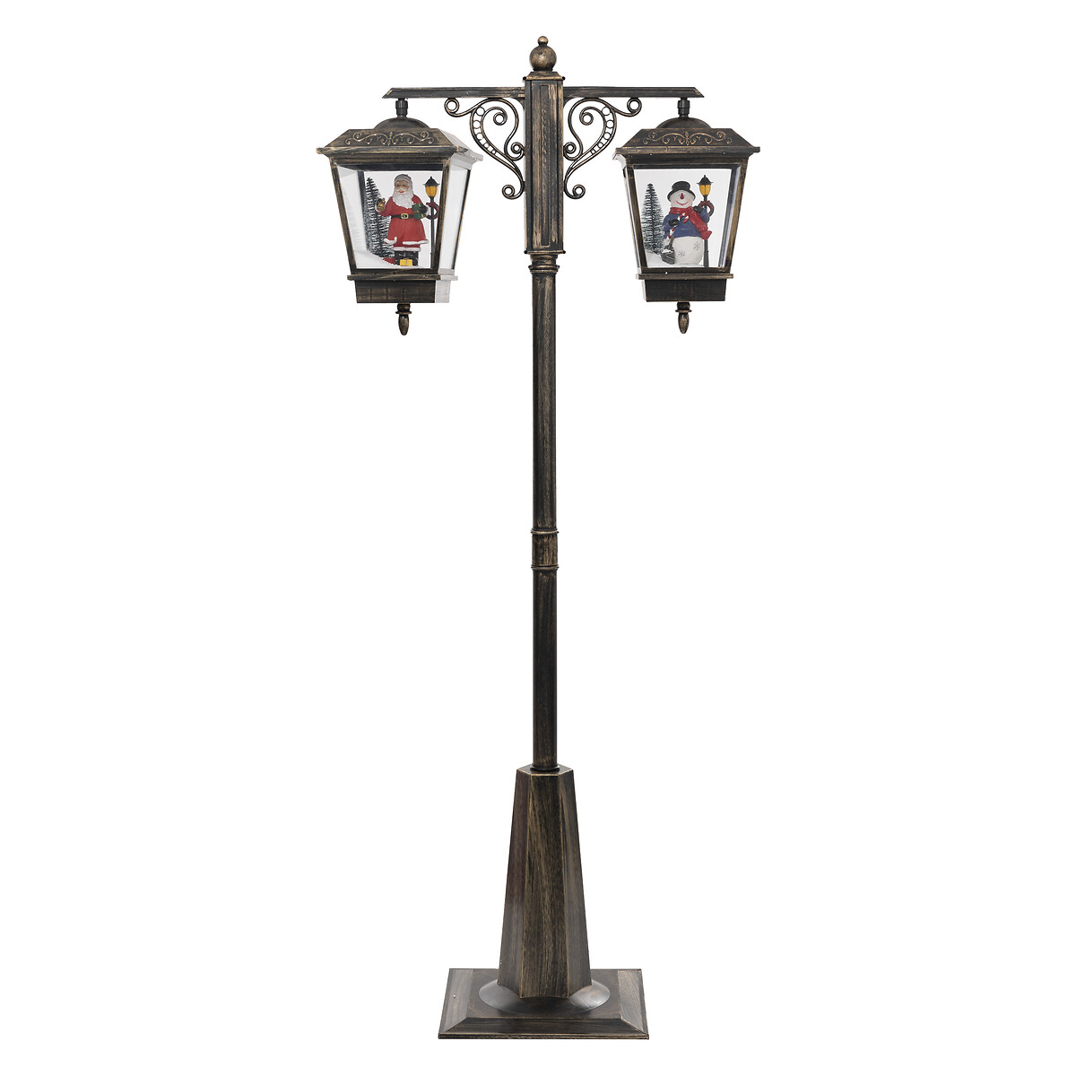 Poste Decorativo Dourado Com 2 Lanternas 188cm