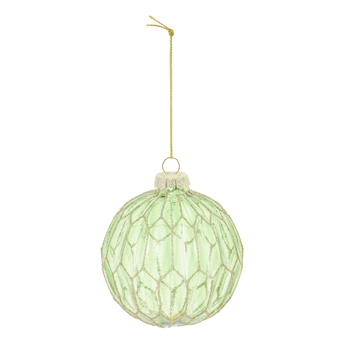 Bola de natal hexagonos verde 8cm