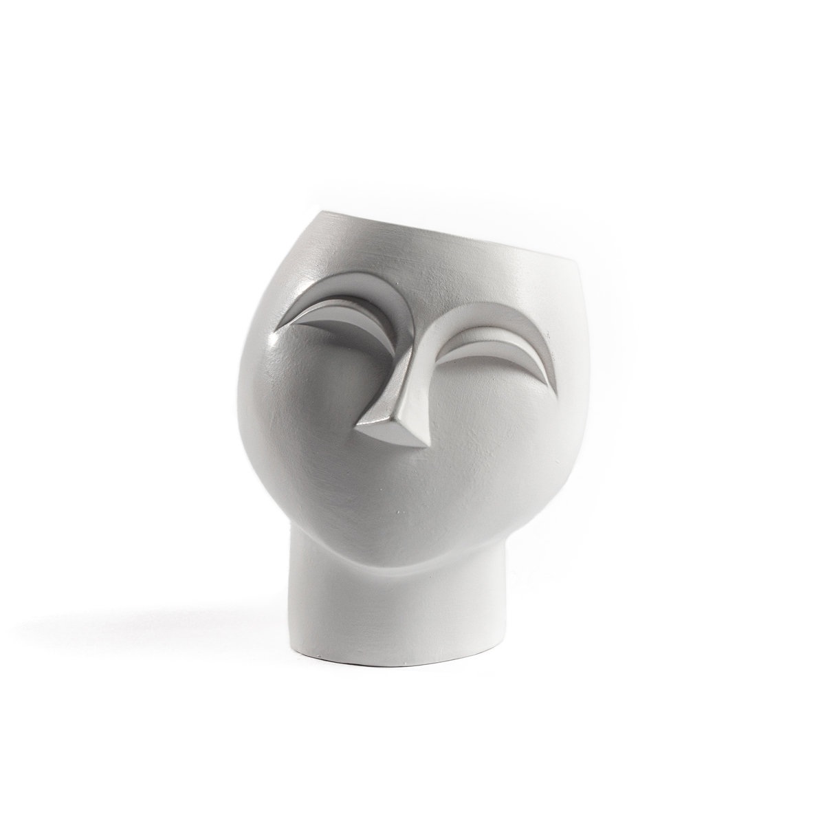 Jarra de cer&acirc;mica branca figura cara de mulher