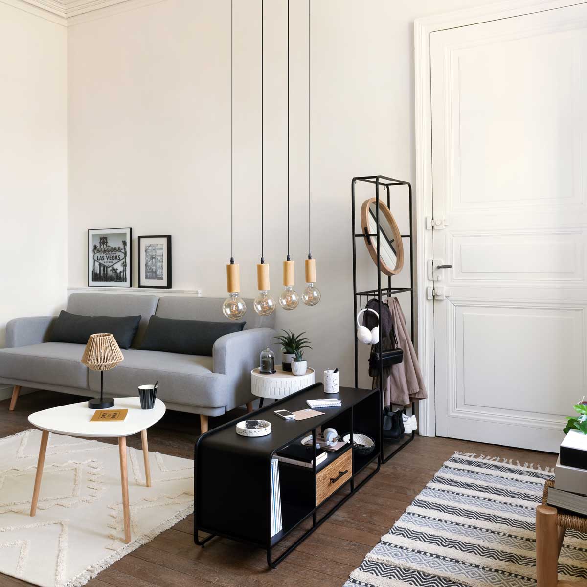 Sofá cama JACK cinza claro em tecido