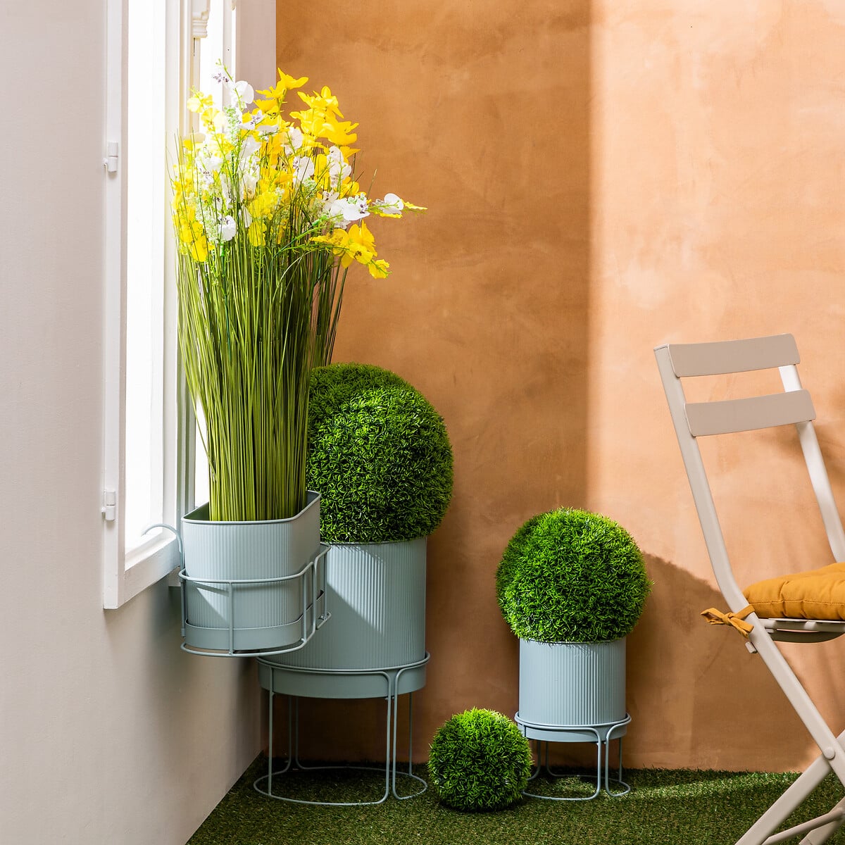 Floreira AZE em metal verde 27cm