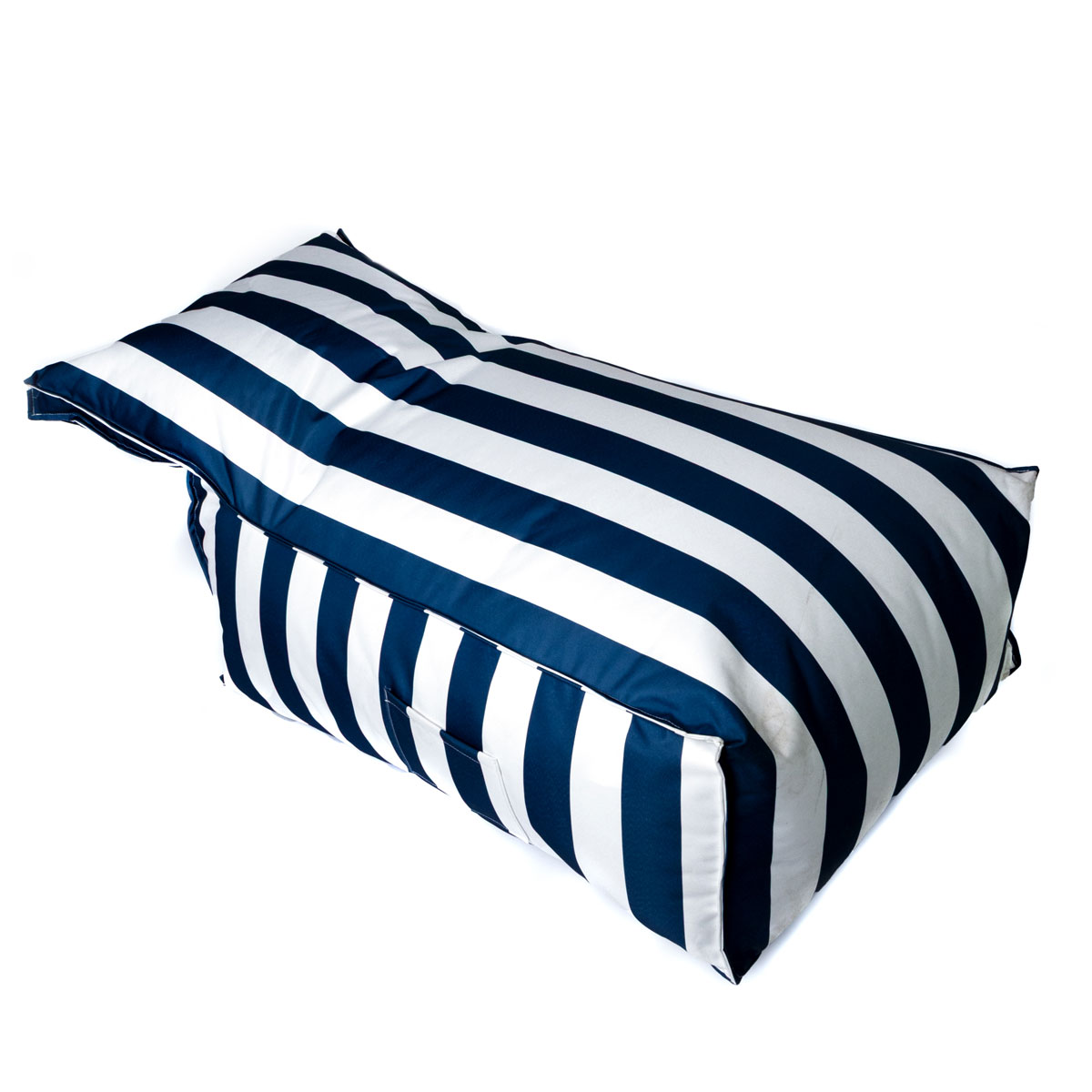 Pufe sof&aacute; imperme&aacute;vel riscas branco e azul