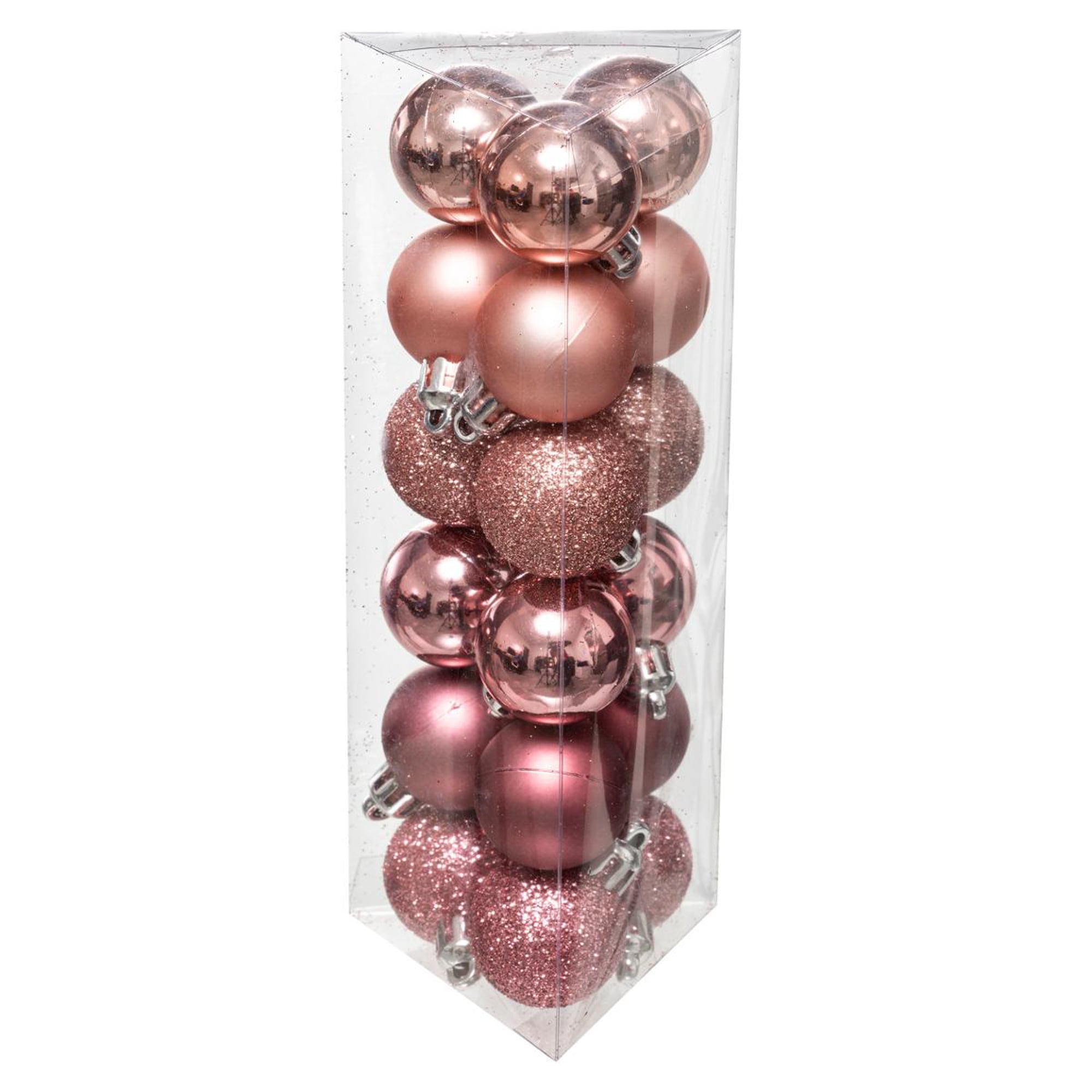 Conjunto de 18 bolas decorativas rosa