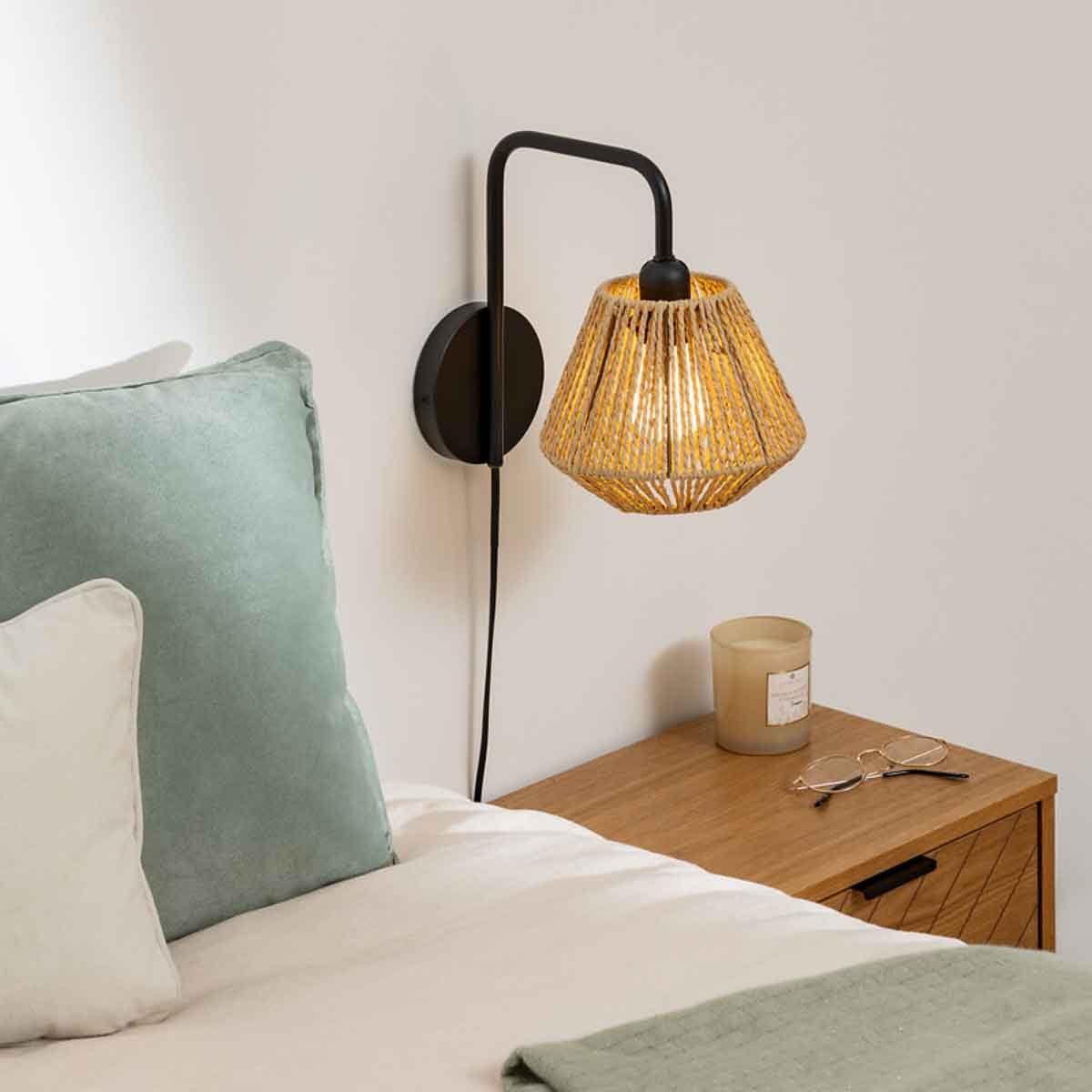 Candeeiro de parede JILY bege em corda