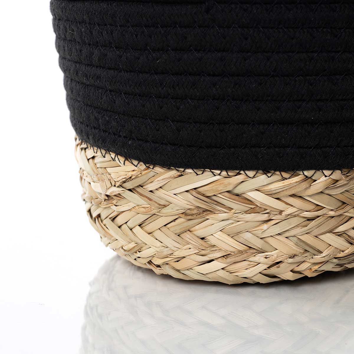 Cesto wc preto e natural 20x25cm