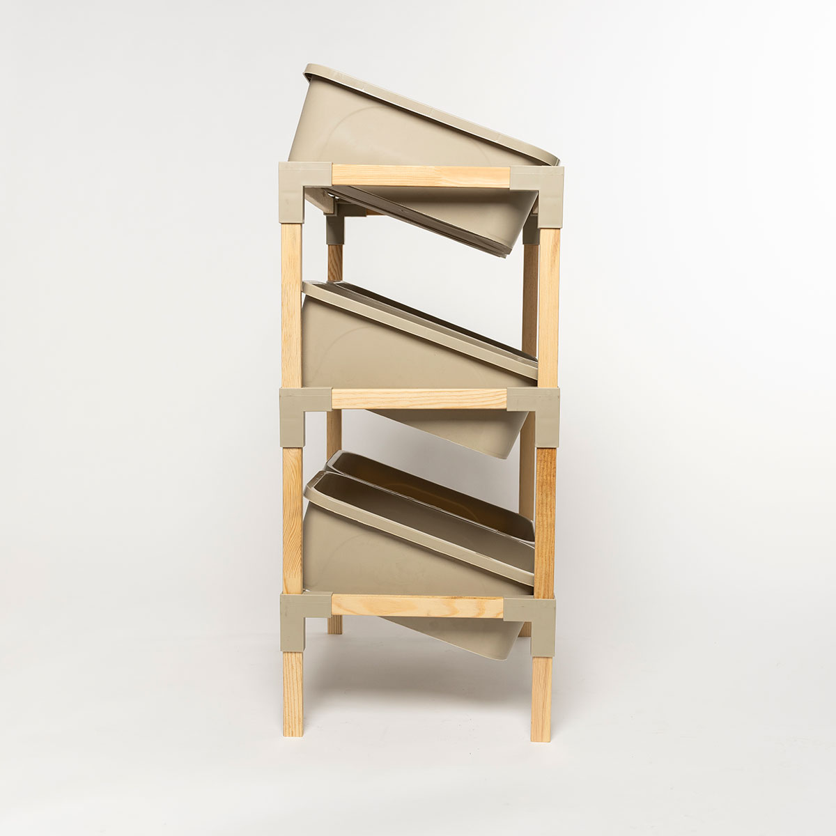 Estante com 6 organizadores bege