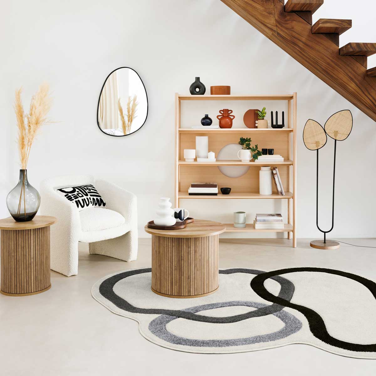 Mesa de apoio redonda bege COLVA 45cm,  Mesa de apoio redonda bege COLVA 45cm