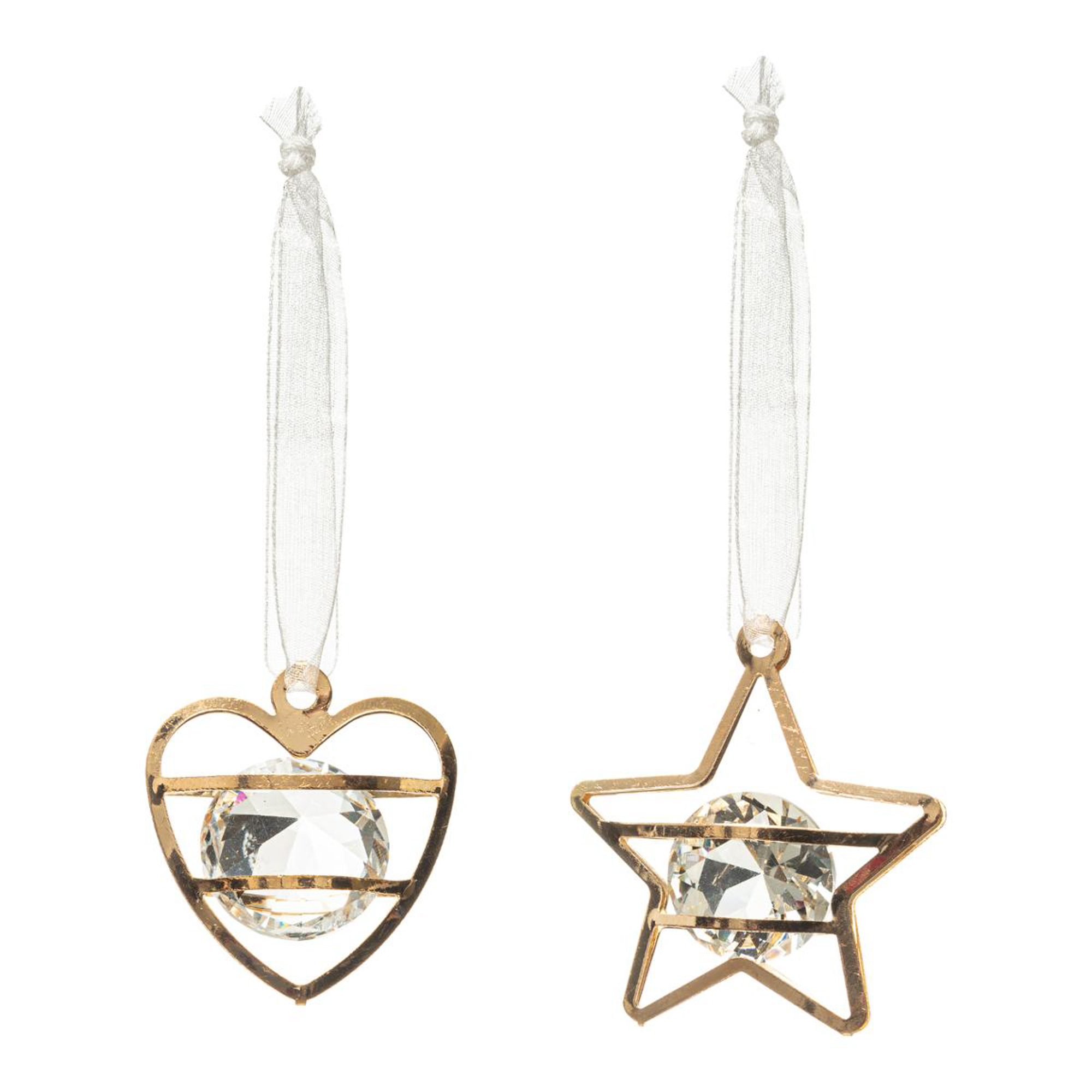 Conjunto de 2 pendurantes estrela/cora&ccedil;&atilde;o