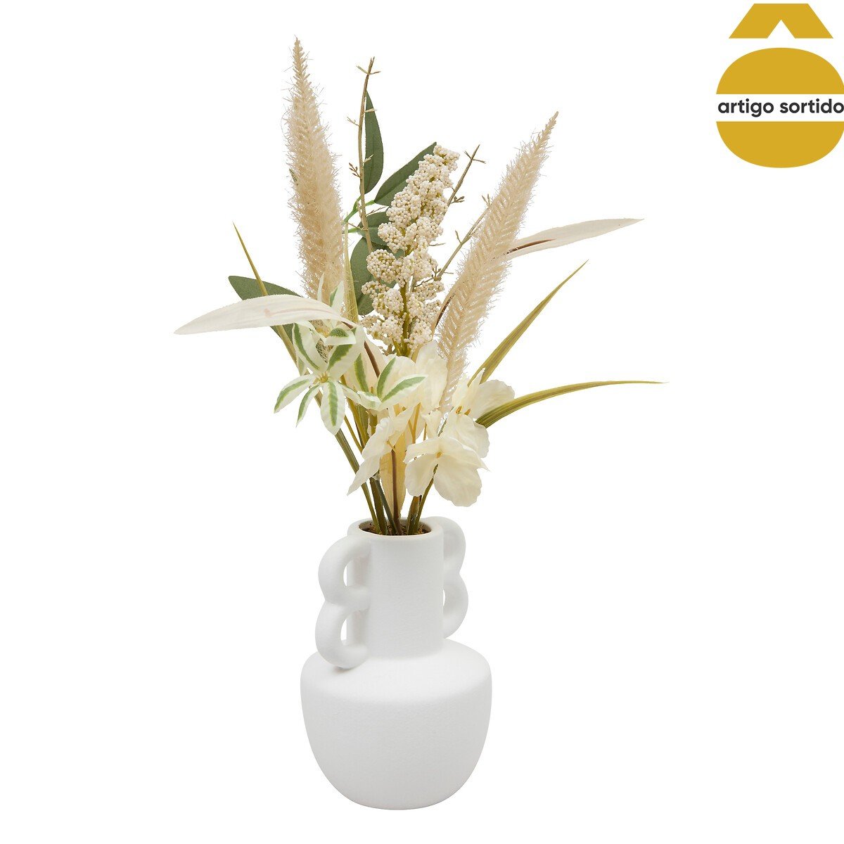 Jarra de cerâmica com flores secas DIBIA 35cm