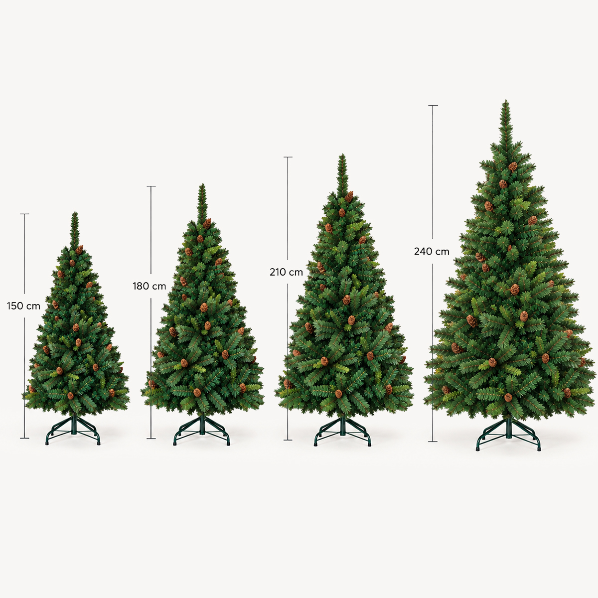 &Aacute;rvore de natal ROYAL MAJESTIC verde com pinhas 150cm