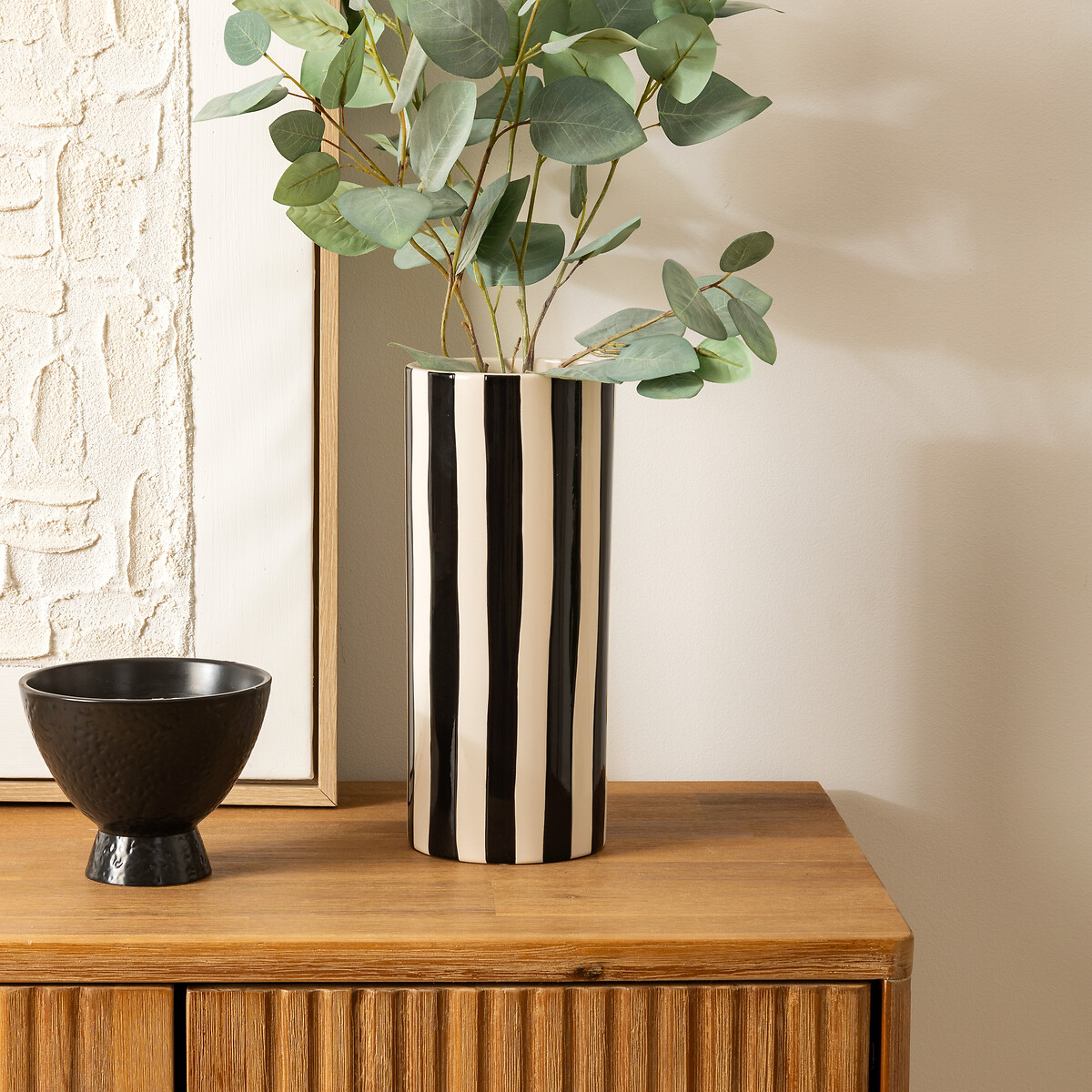 Jarra EDRIC às riscas em cerâmica 30cm