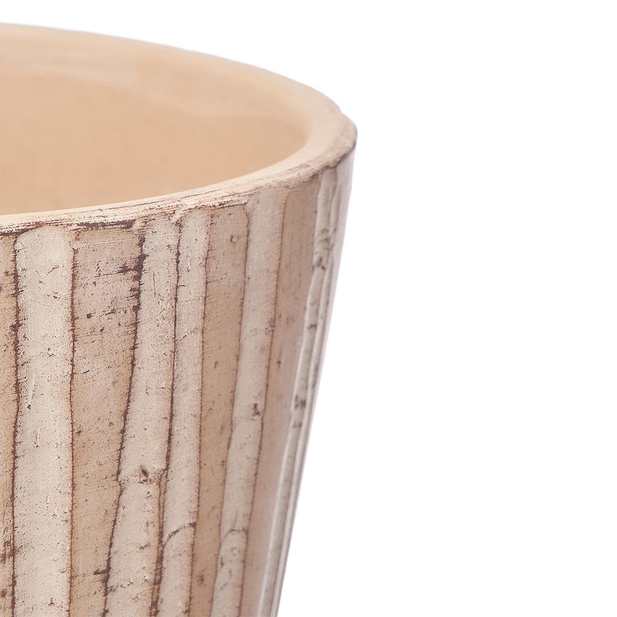 Vaso rosa em cer&acirc;mica efeito madeira 25cm